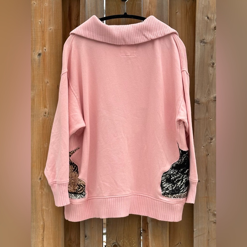 AERIE Upcycled Puppy Love Quarter Zip Sweatshirt - Size Medium - Picture 4 of 6
